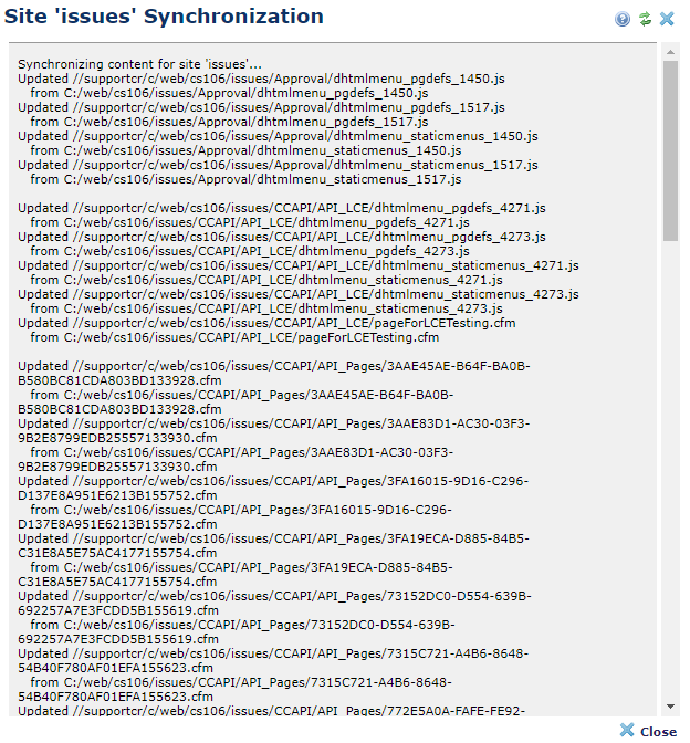 Site SITENAME Synchonization